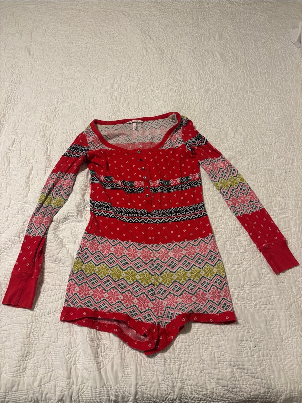 Victoria's Secret Pink and Red Fair Isle Knit Romper